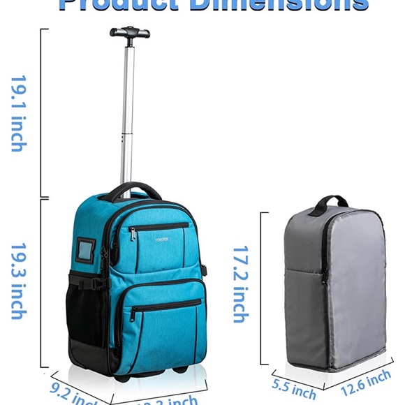 Cooler Backpack with Wheels, 30 Cans Insulated Rolling Cooler Bag, Large - Picture 4 of 7